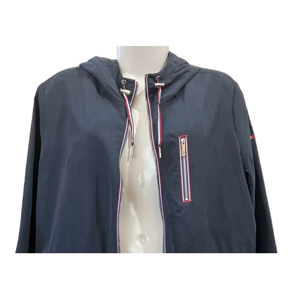Tommy Hilfiger Women's Navy Full Zip Storm Jacket w/ Hood Pockets | Size L EUC - Picture 6 of 16